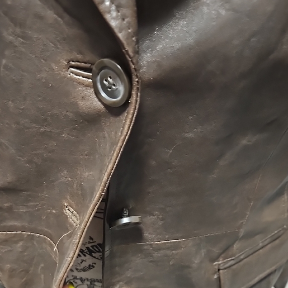 Chic Brown Removable Collar Leather Jacket - Picture 5 of 9